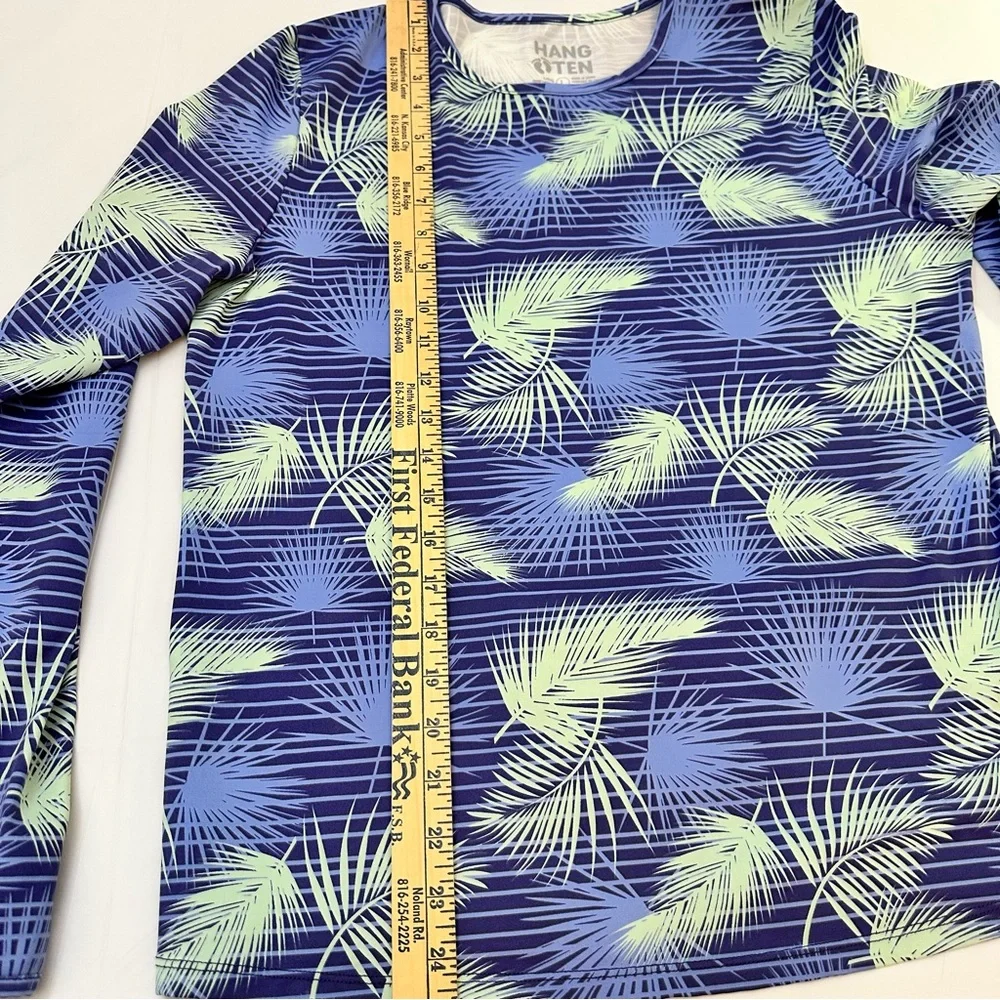 Hang Ten Palm Print Sun Shirt Long Sleeve‎ Rash Guard Swim Top
